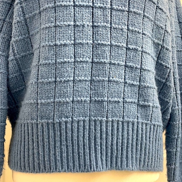 American Eagle Waffle Knit Crew Neck Sweater Blue Sz Lg - Picture 6 of 13